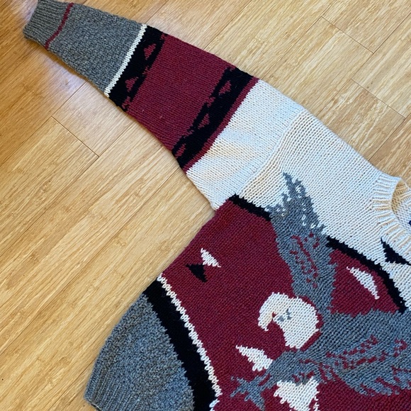 Vintage Woolrich Knit Sweater Eagle Pullover American Western 100% Wool Men’s ML - Picture 4 of 8